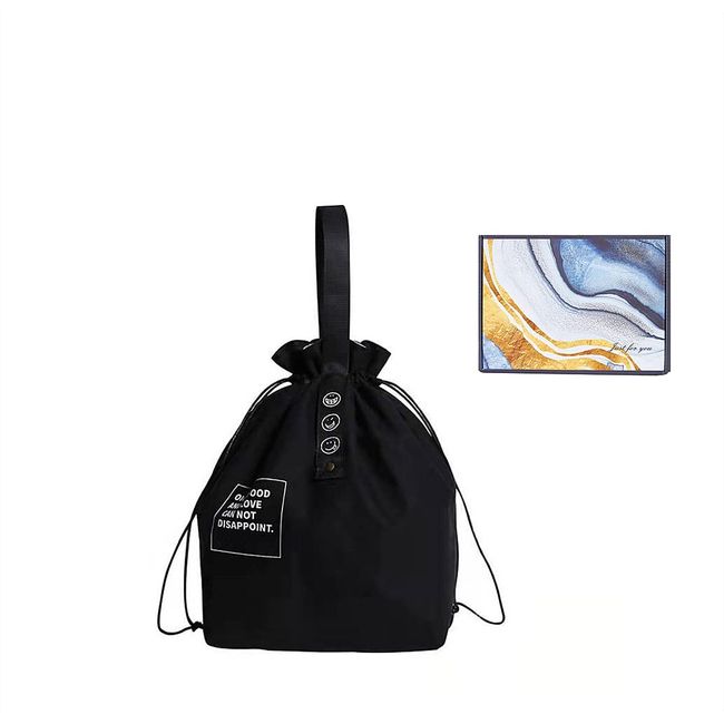 Daross Insulated Lunch Bag, Available in Large and Small (2 Sizes), Drawstring Closure, Keeps Cold/Hot, 100% Cotton Canvas Fabric, Large Capacity, Convenient, Simple, Fashionable, Plain, Casual Shopping Bag, For Outdoors, Camping, Picnics (M, Black)