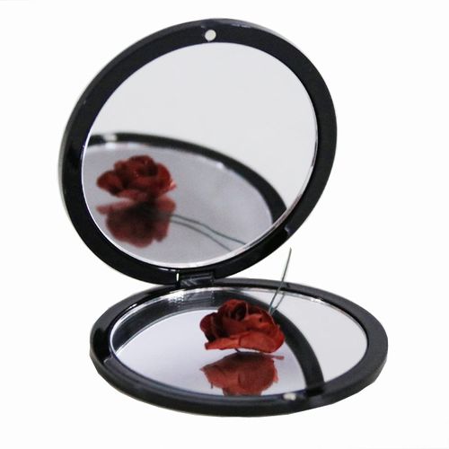 WELLONE Compact Mirror, Cosmetic Mirror, Portable Mirror, Hand Mirror, Makeup Mirror, Double Magnifying Mirror, Double Sided Compact Mirror, Makeup Mirror, Foldable, Adjustable Angle (Black - Blue)