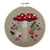 Trimits Embroidery Hoop Kits - 15cm 6” Beginner Starter Set, Includes Bamboo Hoop Threads Cloth Needle Backing & Instructions, Toadstool
