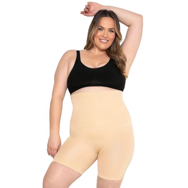 Conturve Shapewear High Waisted Body Shaper Shorts Tummy Control Shorts for Women, Women High-Waist Tummy Controls Knickers, Anti Chafing Shorts | (Beige, 4XL)