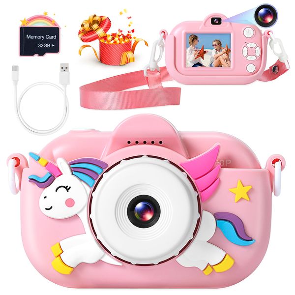 Kids Camera for Toddler Girls Boys Aged 3-9, YEEHAO 32MP Kids Toys Digital Camera 3 4 5 6 7 8 9 Year Old Girls, Children Birthday Gift for Kids