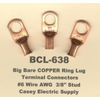 10 Bare Battery Big COPPER Ring Lug Terminal Connector #6 Wire Gauge 3/8" Stud