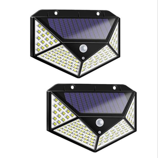 Upgraded Version Solar Sensor Light, Outdoor Wall Light, 100 LED, 4 Side Lighting, 300° Illumination Range, Solar Power Generated, LED Flood Light, Motion Sensor Automatic Light, Safety Emergency