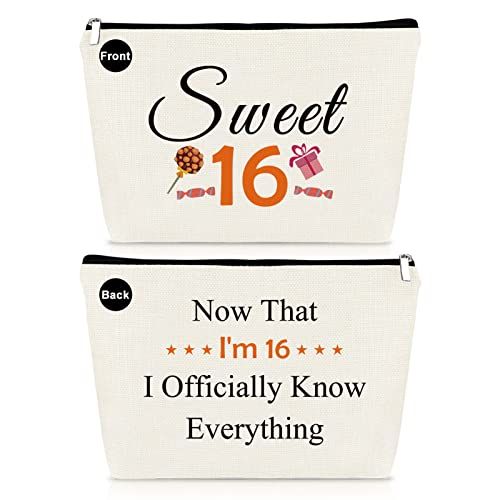 16th Birthday Gifts for Girls Makeup Bag 16 Year Old Birthday Gifts Ideas Sweet 16 Gifts for Her Cosmetic Bag 16th Birthday Gift for Daughter Granddaughter Friends Sister Niece BFF Friendship Gifts
