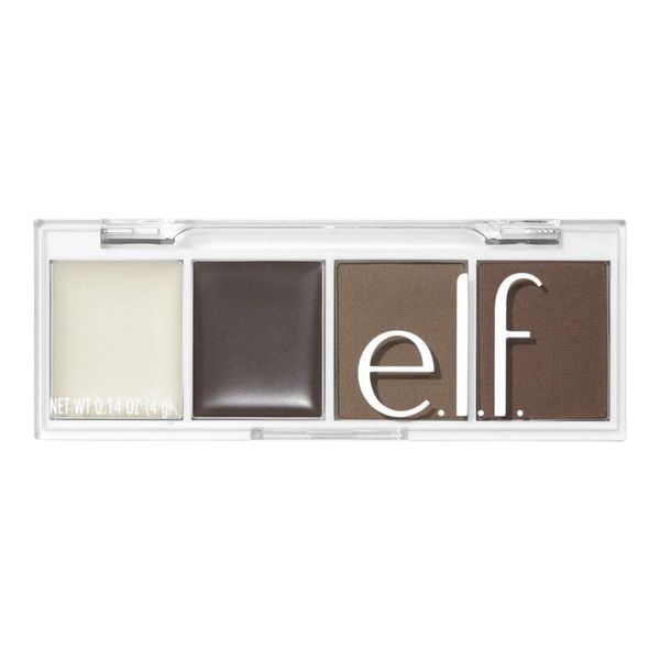 e.l.f. Cosmetics Bite-Size Brow, Mini Brow Quad with Ultra-Pigmented Waxes & Powders, Eyebrow Grooming & Makeup Kit, Neutral Brown, 0.14 Oz