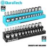 DURATECH Magnetic Socket Organizer Set 2PCS 1/4" Drive Socket Holders SAE&Metric