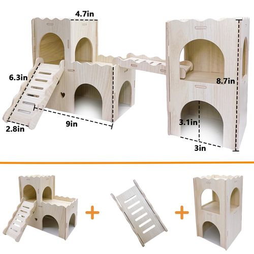Hamster Hideout House Multi Chamber Rat Hide Hut Castle Large Climbing Playground Exploring Labyrinth Tunnel Toy for Syrian Dwarf Gerbils Hamsters Mice (Pattern A)