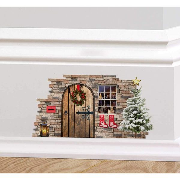 60 Second Makeover Limited Full Colour Christmas Fairy Pixie Elf Door Festive Wall Sticker Decal Skirting Board Xmas Decoration Wreath Stockings Ch