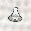Stitching Assistant White Cat on Embroidery Hoop Enamel Needle Minder
