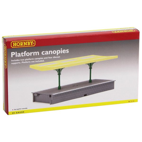 Hornby R514 OO Gauge Platform Canopies - Pack of 2, Model Train Accessories for Adding Scenery, Dioramas, Woodland, Buildings and More to 00 Gauge Model Railway - 1:76 Scale