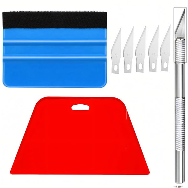 Professional Wallpaper Hand Tool Kit, Wallpaper Application Tool with Trimming Tool, Felt Squeegee, Hard Scraper for Vinyl Wrap, Install Wallpaper, Car Wrapping and Contact Paper