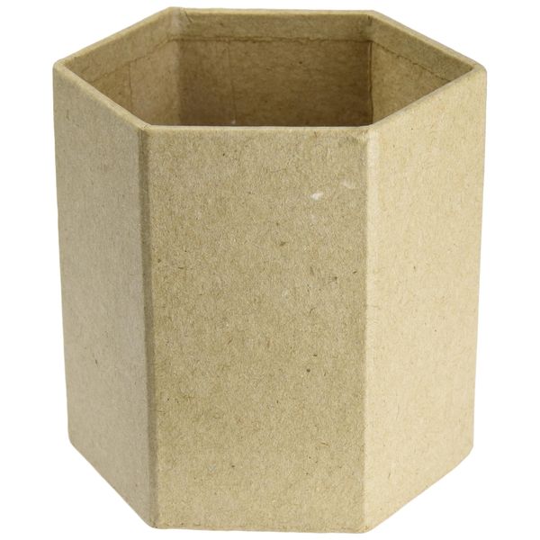 Décopatch - Ref AC794C - Hexagon Pencil Holder - Papier Maché Object to Decorate - 8 x 8 x 7cm - Decorate with Décopatch Papers & PaperPatch Glue, Glitter, Paints