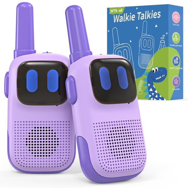 Holiky Outdoor Toys for Kids Ages 4-8, Kids Walkie Talkies 2 Pack 1000FT Long Distance with 2 Channels, Handheld Walky Talky for Children Interactive Toys Birthday Gifts for Girls Boys 5-7 Year Old