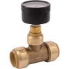 SharkBite 3/4 Inch Pressure Gauge Tee, Push to Connect Brass Plumbing Fitting,