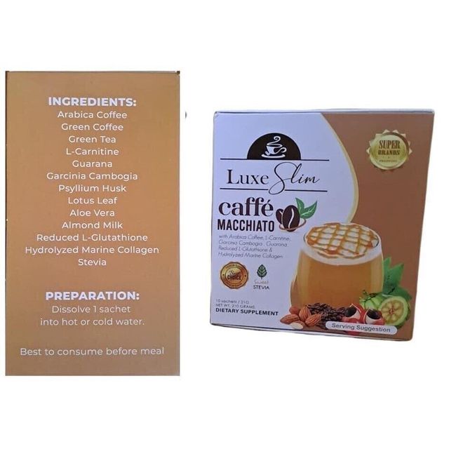 Luxe Slim Caffee MACCHIATO With Collagen & L-Glutathione, 10 Sachets