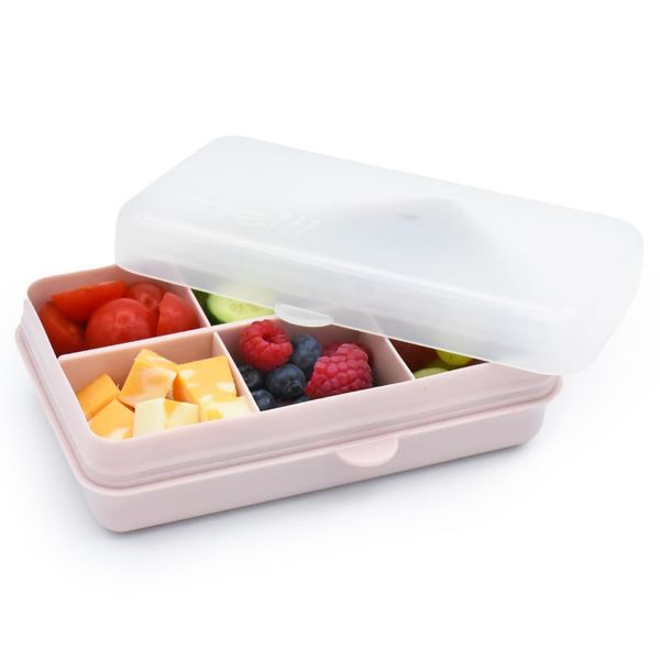 melii Mini Snackle Box – 6 Compartments, Divided Snack Container, Food Storage for Kids and Adults, Removable Dividers, Arts & Crafts, Beads, BPA-Free, Pink