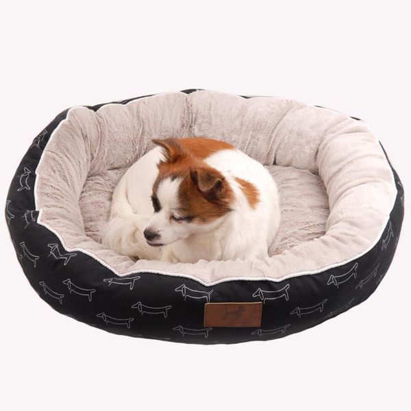 Cozypaws Round Dog Bed - Black / L