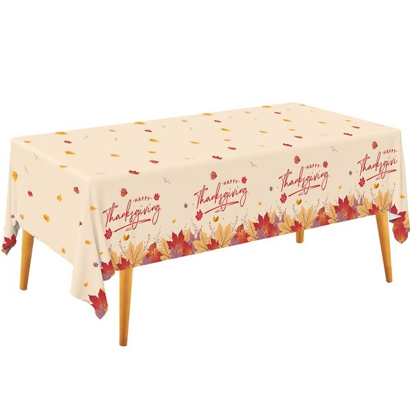 Gatherfun Maple Leaves Waterproof Plastic Rectangular Tablecloths - Disposable Table Covers for Fall Parties, 4PCS 54x108 Inch