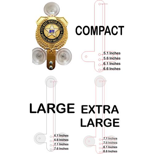 911 Specialties Heavy Duty Police Shield Holder for Car Window fits PBA F0P FMBA Shields. Fits most shields. Strong, Compact MADE in The USA by former Law Enforcement