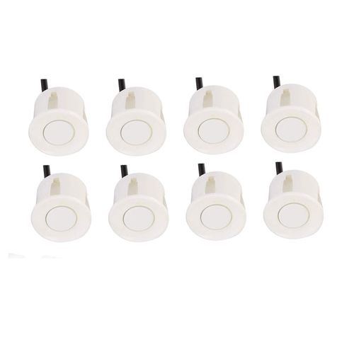 Car Reverse Parking sensors System with 8 Parking Sensors Distance Detection + LED Distance Display + Sound Warning (White Color)