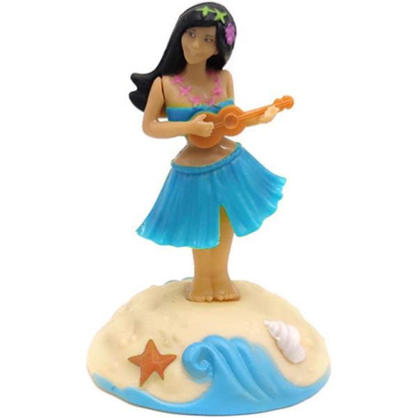 1pc Blue Solar Powered Dancing Hula Girl Decoration-Shaking Head Ornaments Car Dashboard Interior Decoration Desktop Ornaments Dancing Toy Shaking Head Figure Toy Car Interior,Action and Toy Figures