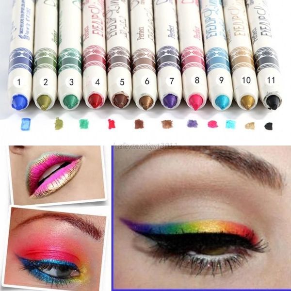 LOVM 12 Pcs PROFESSIONAL Cosmetic Makeup Eyeliner Eye/Lip Liner GLITTER Pencil Set by Saver Emporium©