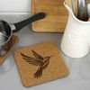 'Graceful Hummingbird' Square Cork Trivet/Pot Stand (TR00026685)