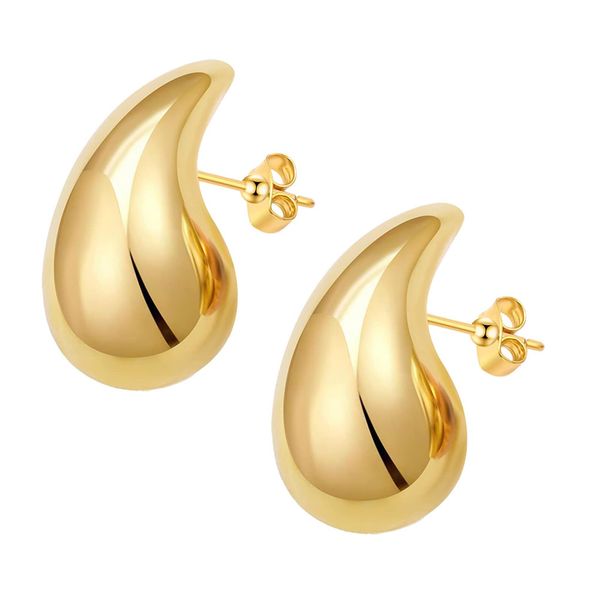 Chunky Gold Hoop Earrings Lightweight Teardrop Earrings for women Hypoallergenic Gold Plated Earrings for Women Chunky Earrings Gold Tear Drop Earrings Fashion Jewelry for Women Girls (Gold)