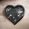 Handmade Jesmonite Heart Dish - Black With Silver Leaf