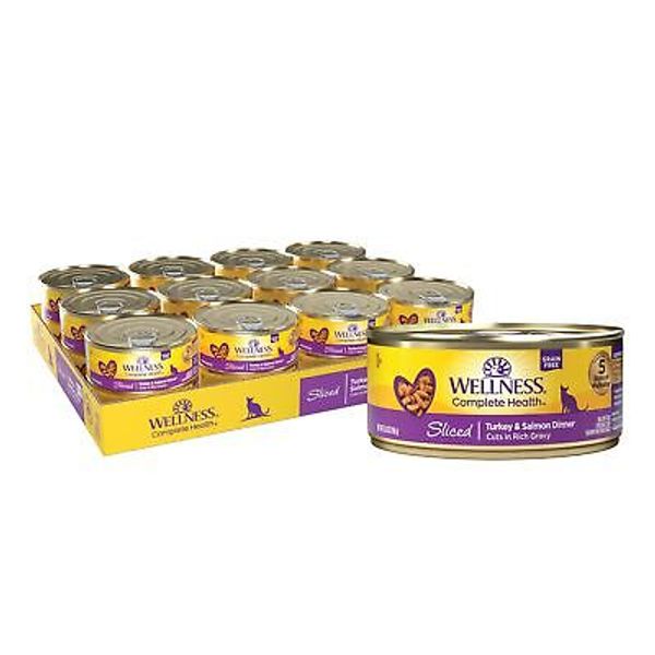 Complete Natural Grain Free Wet Canned Cat Food, Sliced Turkey & Salmon Entre...