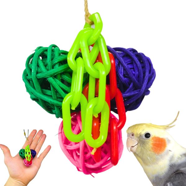 Bonka Bird Toys 2623 Mini Vine Ball Foot Talon Craft Part Small Parrot Cage Toy, Parrotlet, Lovebirds, Finches, and Similar Breed Sizes