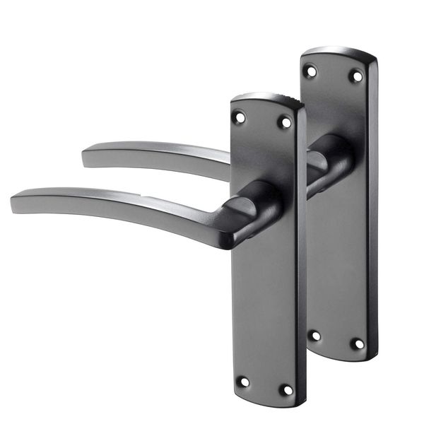 Access Hardware Black Door Handles with Black Levers on Backplate