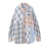 Milkfed Women's Casual Plaid PATCHWORK SHIRT, LtBlue