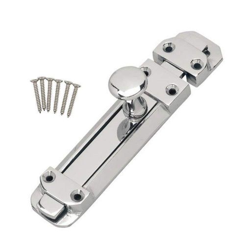 Premium Flat Slide Door Bolt 4" Polished Chrome