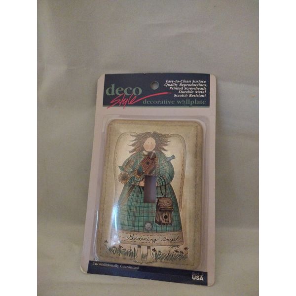 1997 Garden Angel Metal Single Light Switch Plate Cover Deco Style Amertac NIP