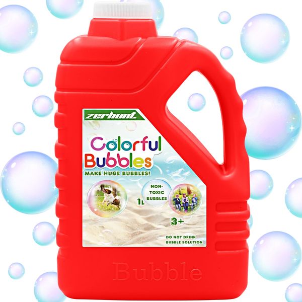 Zerhunt Bubble Solution Refill 33.8 OZ: Bubble Concentrate Solution for Bubble Machine| Bubble Solution Refill for Giant Bubble Wand, Bubble Gun Blower, Birthday Party Favors Wedding(Red)