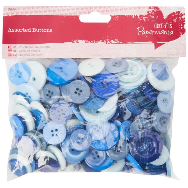 Papermania 250 g Assorted Button Pack, Blue