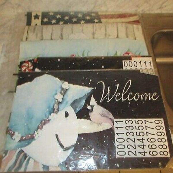 Lot of 5 Large Magnetic Mailbox Covers Snowman Santa Bunnies Flowers Flag