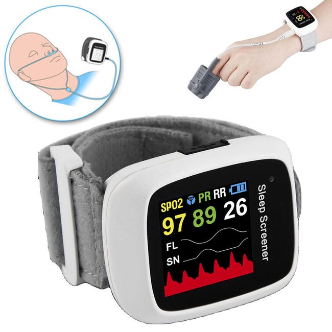 Wrist PulseOximeter withAlarm Oronasal Airflow Rate Monitor Watch Sleep Screener