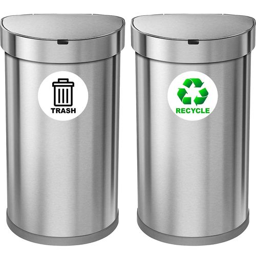 VWAQ Recycle and Trash Logo Sticker - Set of 6 Decals for Trash Can Recycling Bin - PAS29 (6" X 6")