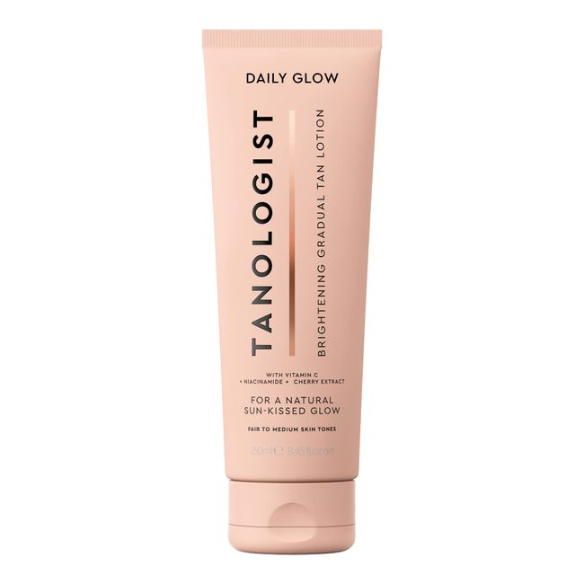 Tanologist Brightening Daily Glow - Fair/Medium - Illuminating Gradual Tan Lotion - Natural, Sun Kissed Glow - Daily Tanning Lotion with Vitamin C, Niacinimide & Cherry Extract - 8.45 fl oz