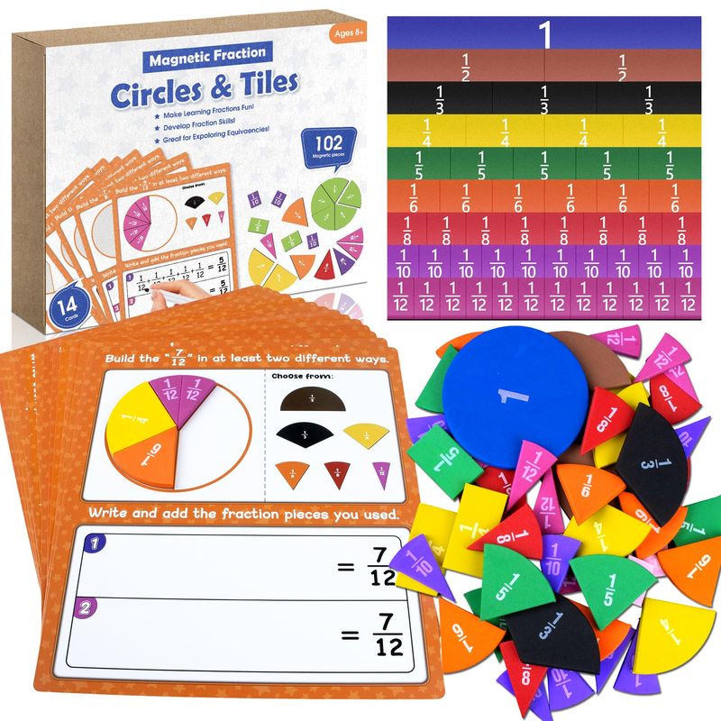 ZKOO Magnetic Fraction Tiles & Fraction Circles Activity Set, Math ...