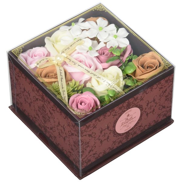 Q-FLA Bath Fragrance Flower Arrangement Box Antique Box Cafe au Les W 5.5 x D 5.5 x H 3.5 inches (14 x 14 x 9 cm)