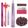 Dark Purple Nail Drill Kit Electric Nail File with 6 Bits Adjustable Speed