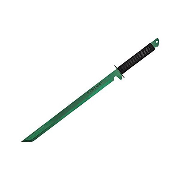 Wartech K1020-61-GR 440 Stainless Steel Full Tang Blade Ninja Hunting Machete Sword with Sheath, 27", Green