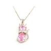 Solid 925 Sterling Silver Stone set Cat Pendant & 16" Sterling Silver Chain Necklace