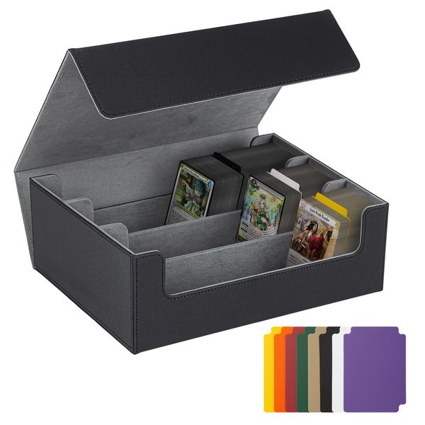 BlissBoard Trading Cards Storage Box, MTG Card Storage, Leather Magnetic Card Storage Box with 8 PCS Card Dividers, Holds 1800+ Sleeved Cards for Magic Commander, MTG, YGO, PKM and Sports Cards