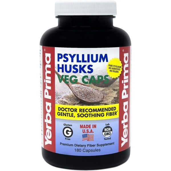 Yerba Prima Fiber Psyllium Husks - 180 Veg Caps