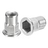 sourcing map M6 Half Hex Body Rivet Nuts, 60pcs 304 Stainless Steel Flat Head Threaded Insert Nuts