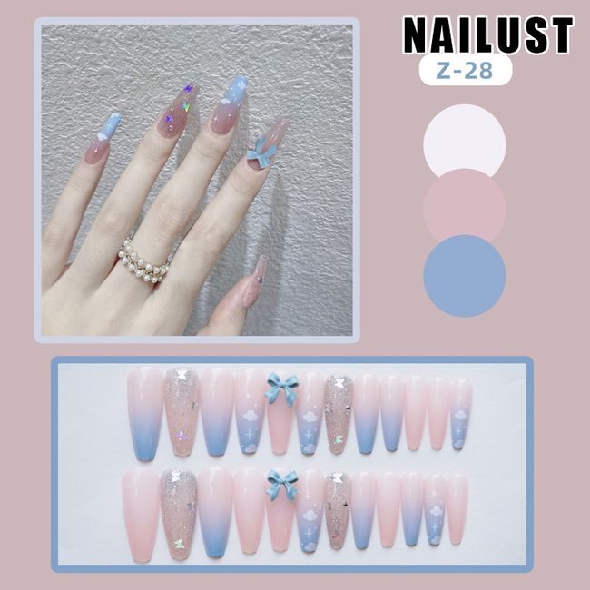 Nails Hands Fingers  [Set of 24] Nail Tips Nail Tips Nail Stickers False Nails False Nails Present Paste Nails Peelable Summer Nails Nail Supplies Nail Art Nail Parts NAILUST